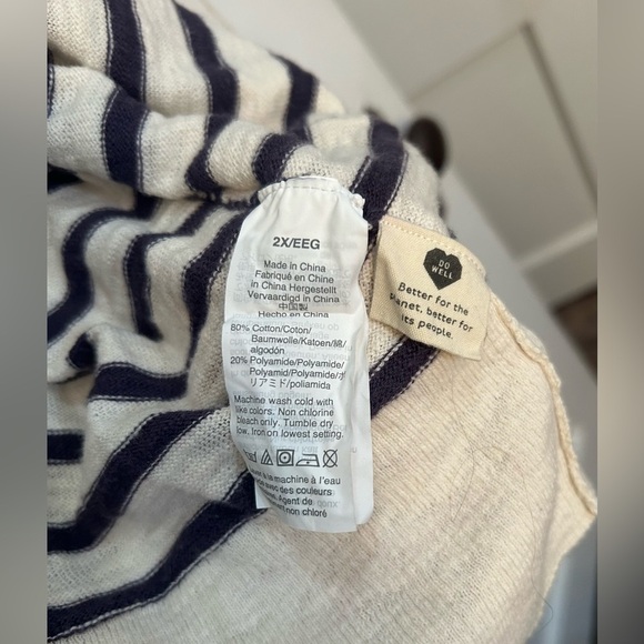 Madewell | Striped Lightweight Cardigan White Navy 2X - Picture 6 of 6